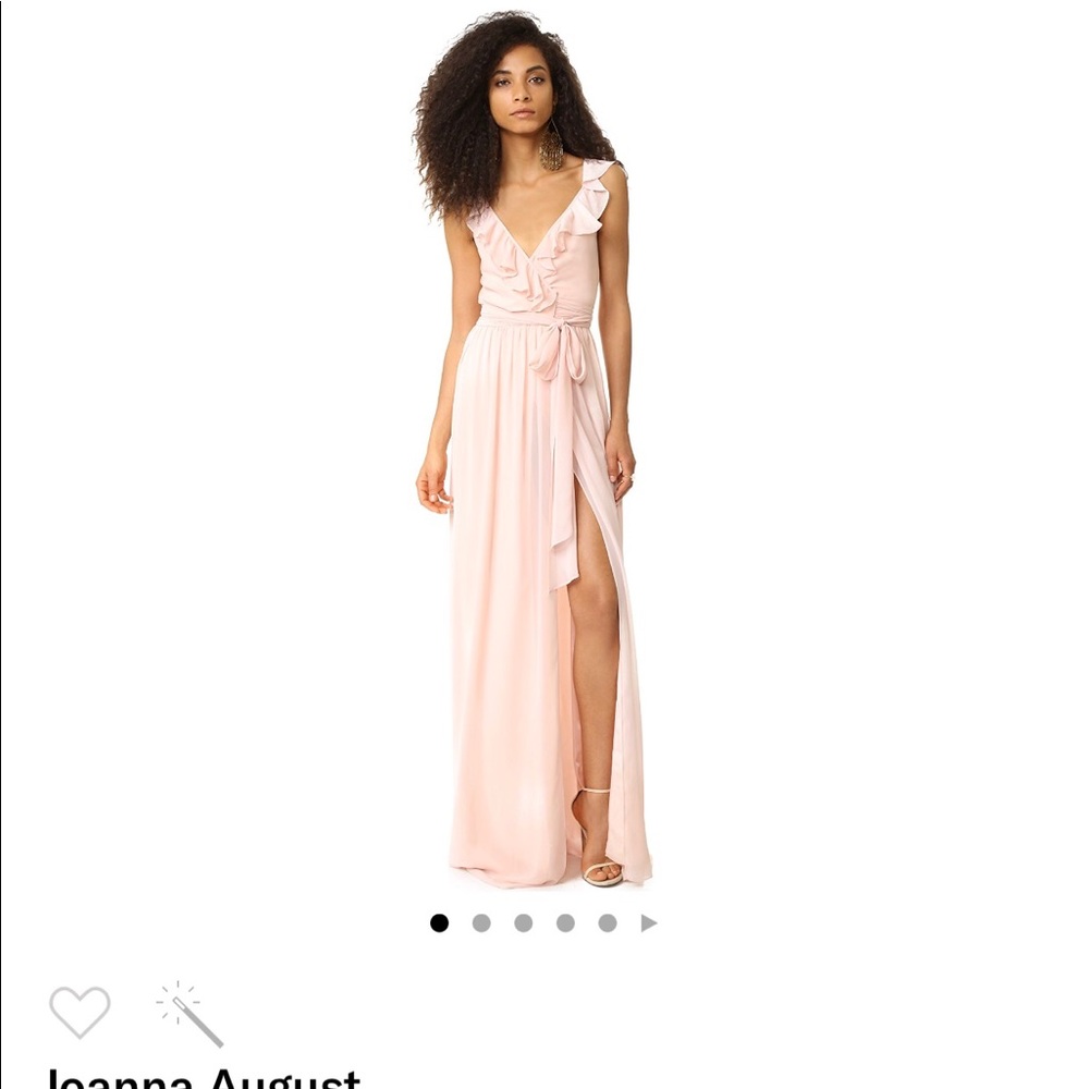 Joanna August blush bridesmaids dress